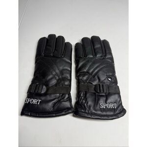 Sport Women’s Thinsulate Faux Leather Gloves Black New Size L